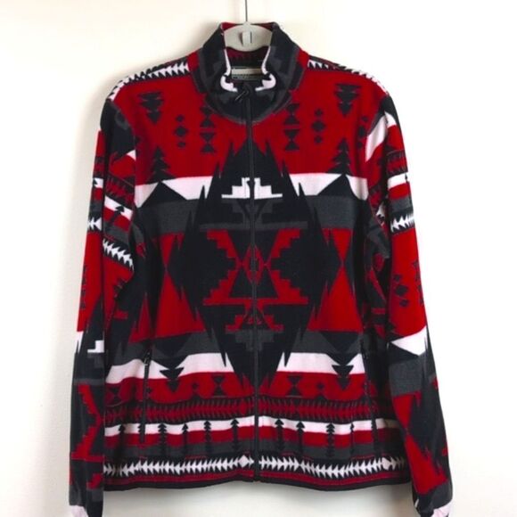L-RL Lauren Active Southwestern Style Full Zip Fleece Jacket - Picture 1 of 10